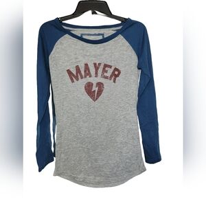 John Mayer Battle Studies World Tour Concert Raglan Sleeve Shirt Gray Blue Med